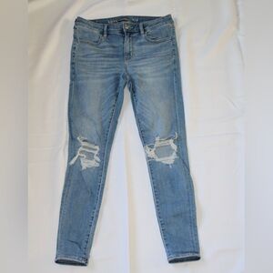 American Eagle Outfitters Blue Skinny Jeans Distressed Modern